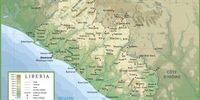 Lygiosios fizinis žemėlapis Liberija