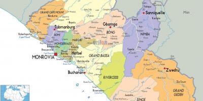 Žemėlapis Liberija šalį