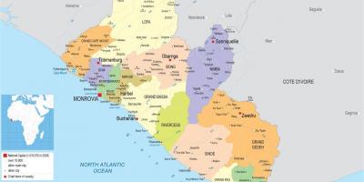 Žemėlapis atkreipti politinį žemėlapį Liberija
