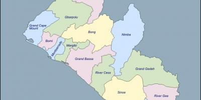 Žemėlapis Liberija apskrityse